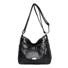 Women's Washed Leather Shoulder Bag Small Crossbody Tote Bag