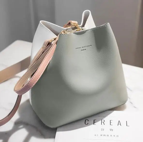 Stylish Bucket Bag PU Leather Shoulder Crossbody Messenger