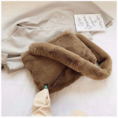 Soft Plush Faux Fur Handbag for Women Large Capacity Shopping Bag