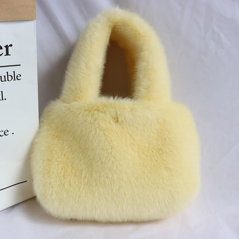 Faux Fur Plush Shoulder Bag Women Square Clutch Purse Handbags