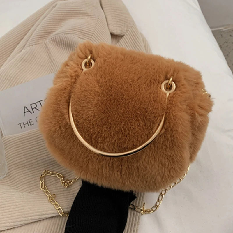 Plush Winter Shoulder Bag Women Chain Messenger Handbag Small