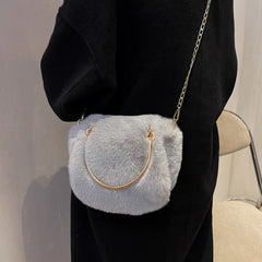 Plush Winter Shoulder Bag Women Chain Messenger Handbag Small