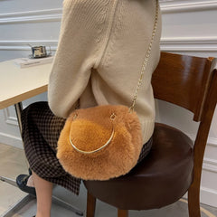 Plush Winter Shoulder Bag Women Chain Messenger Handbag Small