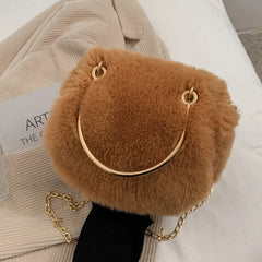 Plush Winter Shoulder Bag Women Chain Messenger Handbag Small