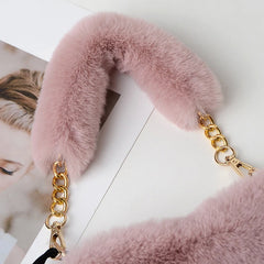 Plush Heart Shaped Shoulder Bag Faux Fur Winter Women Handbags