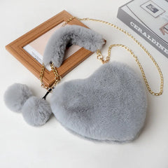 Faux Fur Women Handbags Plush Love Shoulder Bag