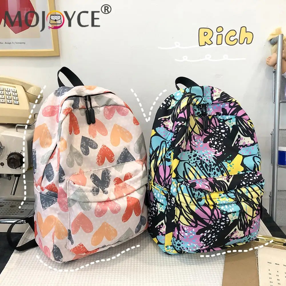 Women's Preppy Style Cartoon Graffiti Backpack