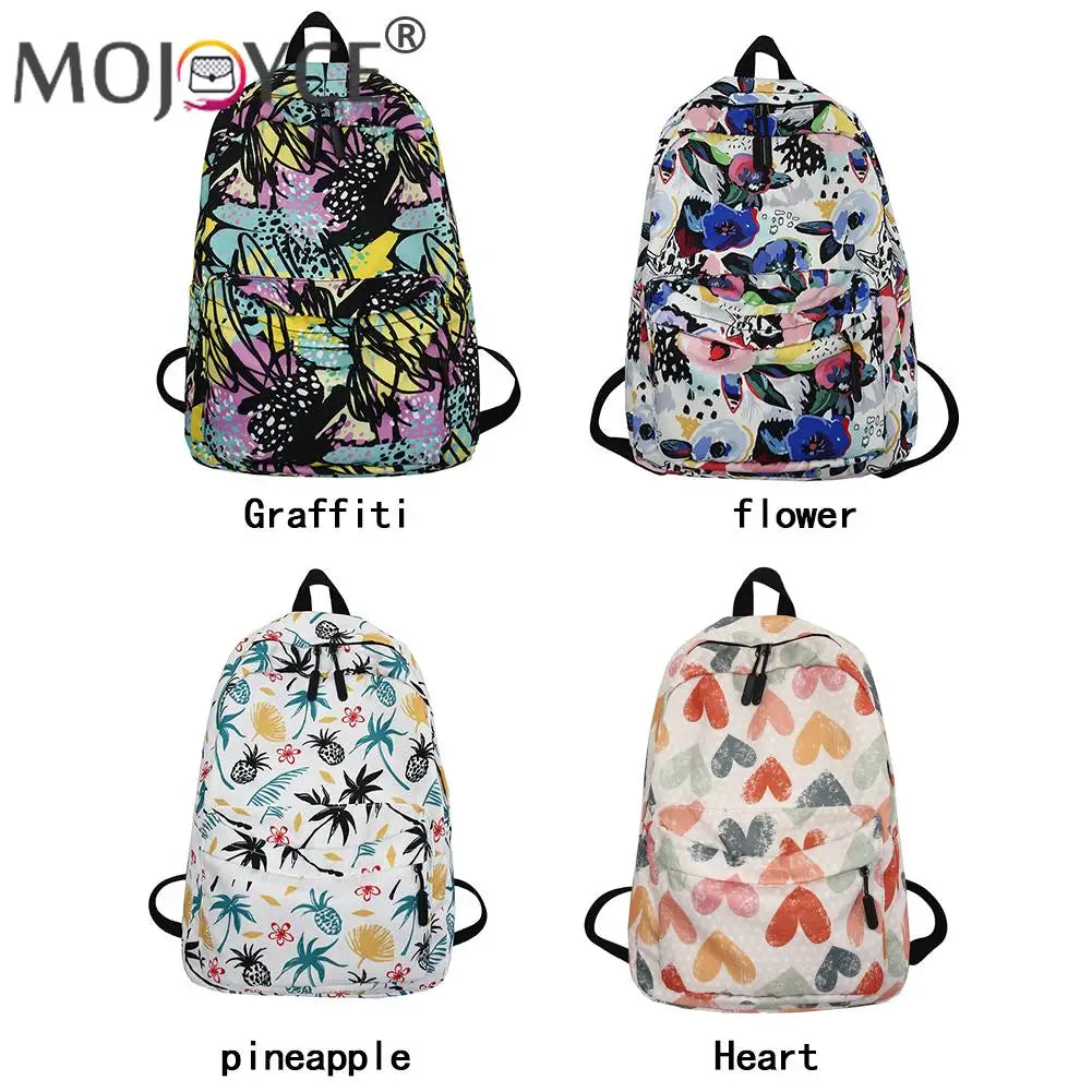 Women's Preppy Style Cartoon Graffiti Backpack