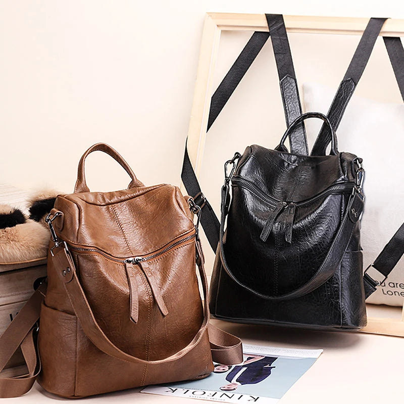 Wild Travel Leather Backpack for Women