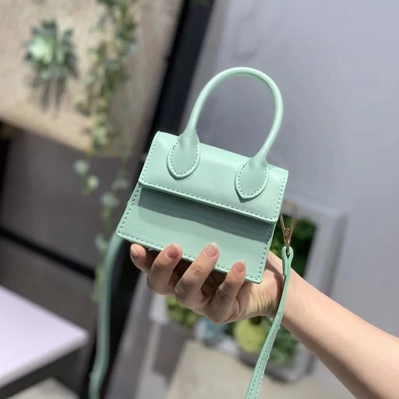 Crystal Leather Mini Messenger Bag Student Shoulder Bag