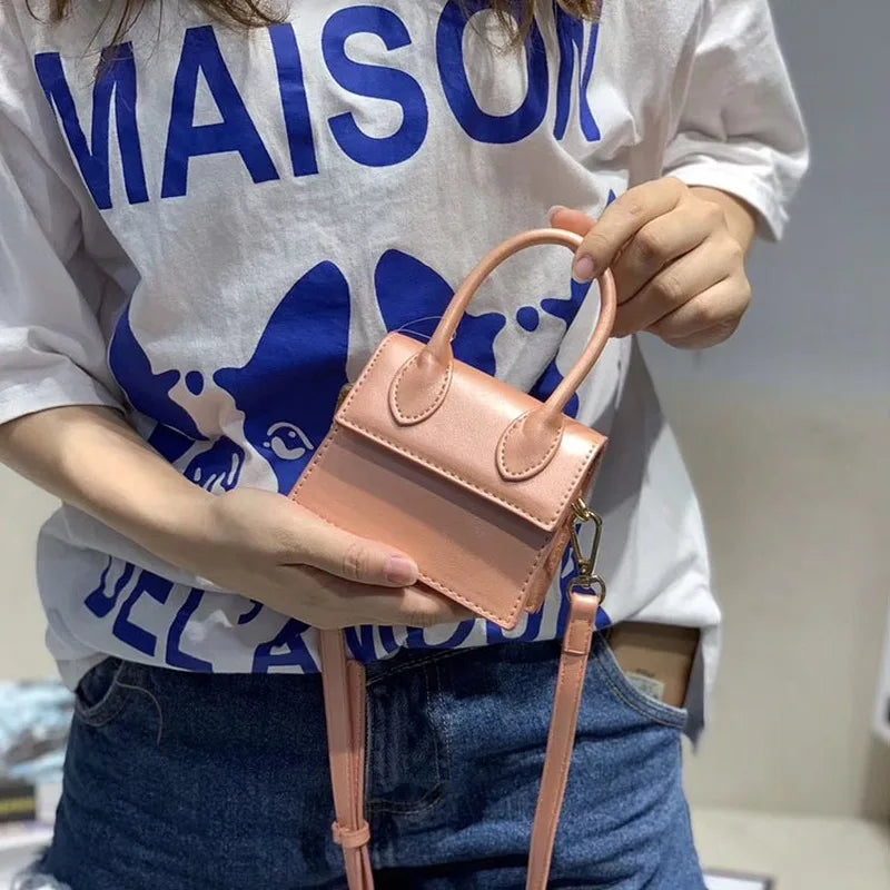 Crystal Leather Mini Messenger Bag Student Shoulder Bag