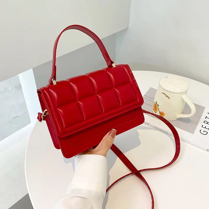 Small Square Shoulder Bag Embossed Crossbody Purse Handbag