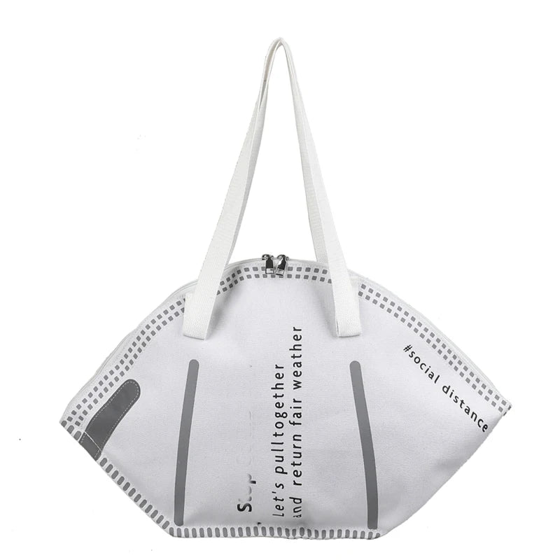 Female Canvas Creative Mask Shoulder Bag Casual Totes Handbags For Women