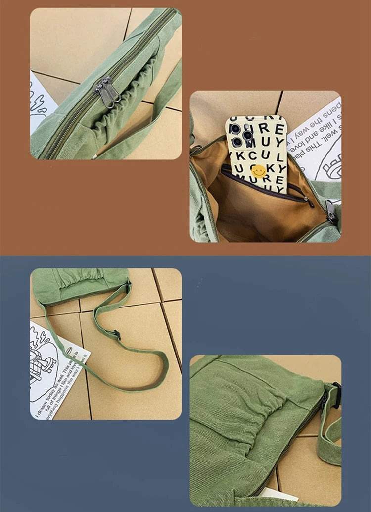 Female Canvas Phone Side Sling Bag 90s Y2k Grunge Crossbody