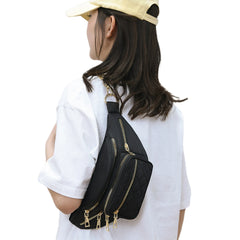 Women's Rhomboid Pattern Chest Bag, White/Black/Gray/Pink