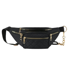 Women's Rhomboid Pattern Chest Bag, White/Black/Gray/Pink