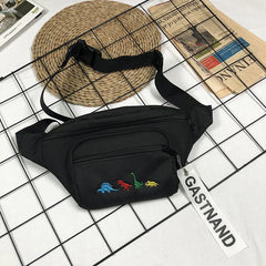 Female Dino Embroidery Waist Bag Large Harajuku Purp