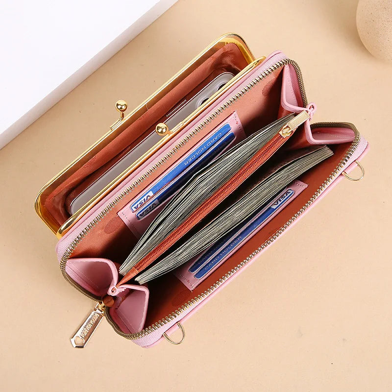 Embossed Crocodile Pattern Messenger Bag Large Capacity Women Wallet