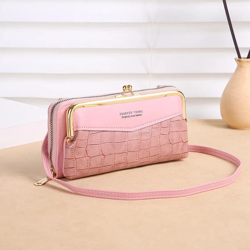 Embossed Crocodile Pattern Messenger Bag Large Capacity Women Wallet