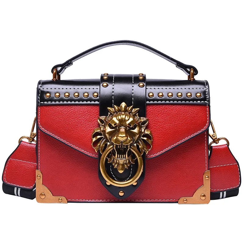 Metal Lion Head Shoulder Purse Mini Messenger Bag