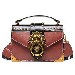 Metal Lion Head Shoulder Purse Mini Messenger Bag