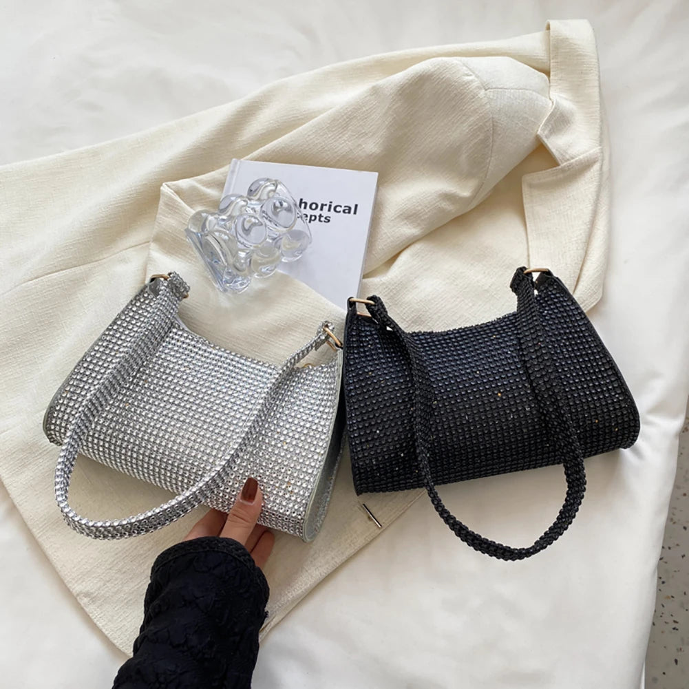 Female Rhinestones Underarm Shoulder Bags Evening Totes Bags