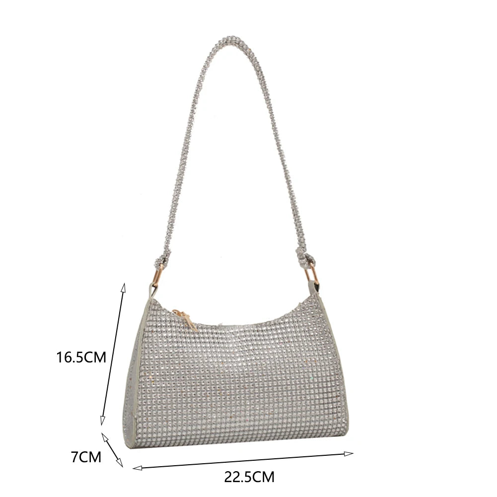 Female Rhinestones Underarm Shoulder Bags Evening Totes Bags
