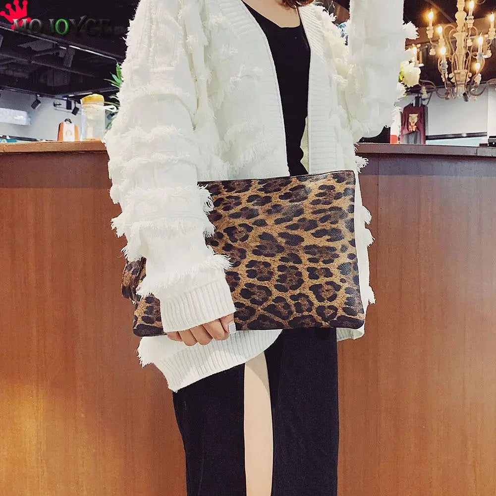 Female Snake Print Wristlet Clutch PU Leather Handbag