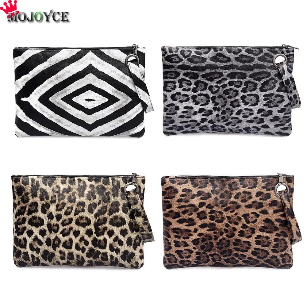 Female Snake Print Wristlet Clutch PU Leather Handbag