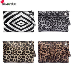 Female Snake Print Wristlet Clutch PU Leather Handbag