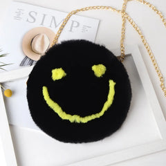 Women's Winter Faux Fur Smiley Purse Handbag