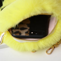 Women's Winter Faux Fur Smiley Purse Handbag