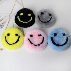 Women's Winter Faux Fur Smiley Purse Handbag