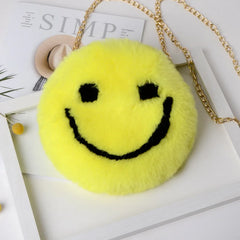 Women's Winter Faux Fur Smiley Purse Handbag