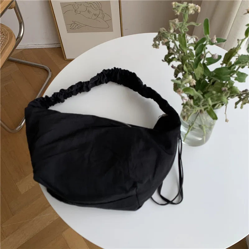 Women's Nylon Shoulder Bag with Zipper