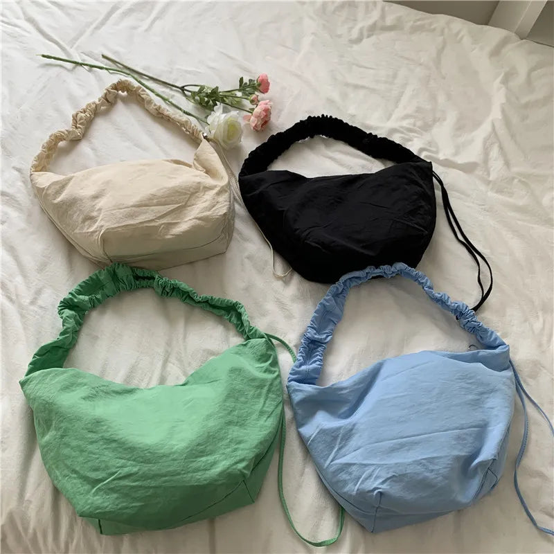 Women's Nylon Shoulder Bag with Zipper