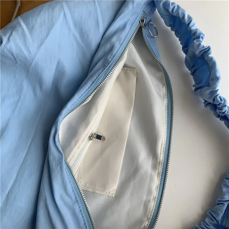 Women's Nylon Shoulder Bag with Zipper