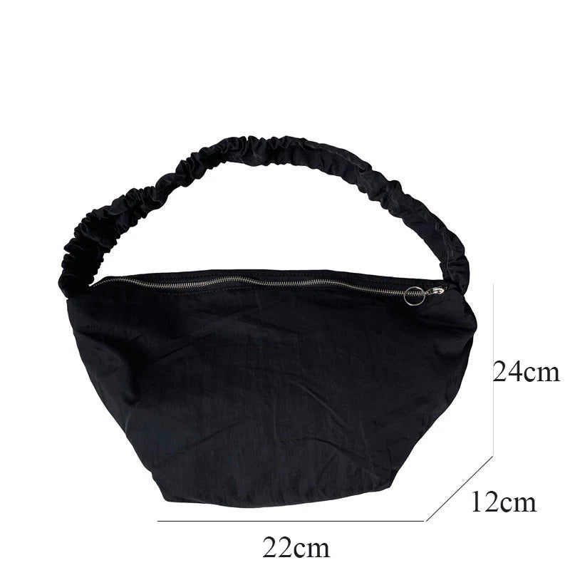 Women's Nylon Shoulder Bag with Zipper