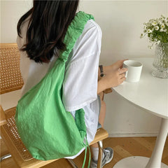 Women's Nylon Shoulder Bag with Zipper