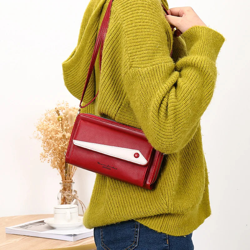 Female Mobile Phone Purse Crossbody Bags Women Large Capacity Leather Handbag