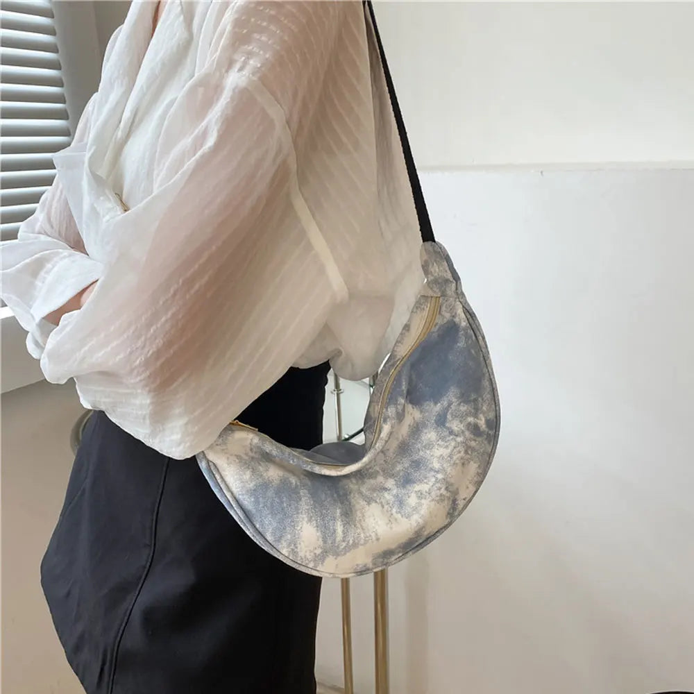 Women's Tie Dye Canvas Hobo Bag Shoulder Messenger Purse