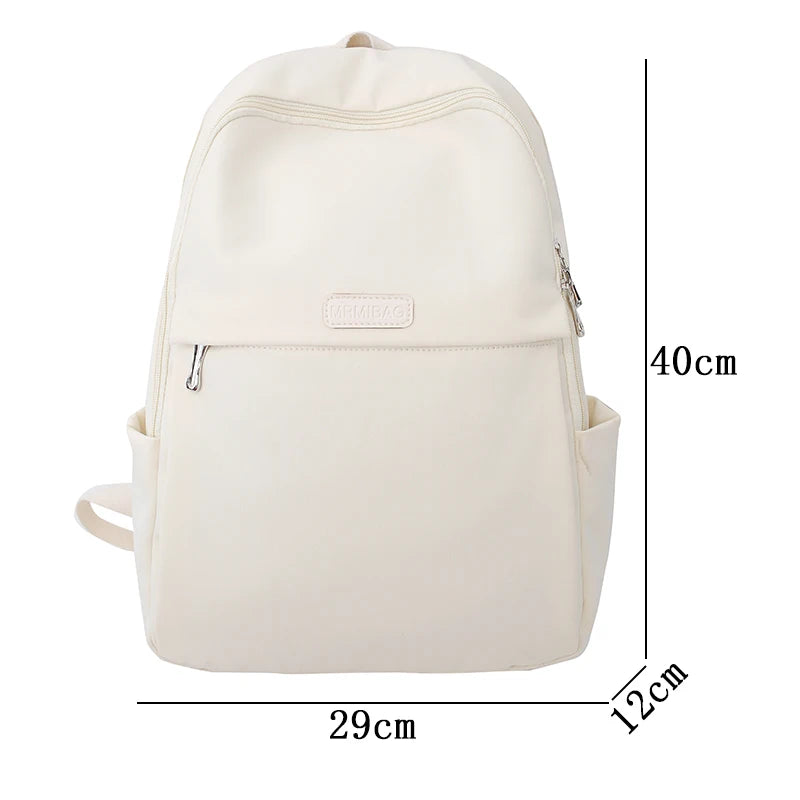 Female Nylon Laptop Backpack Shoulder Bag Preppy Style Solid Girls Bookbag