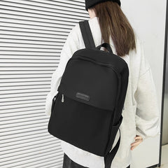 Female Nylon Laptop Backpack Shoulder Bag Preppy Style Solid Girls Bookbag