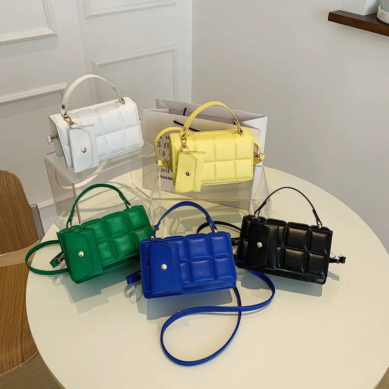 Small Green Leather Shoulder Bag With Handle, Crossbody Purse