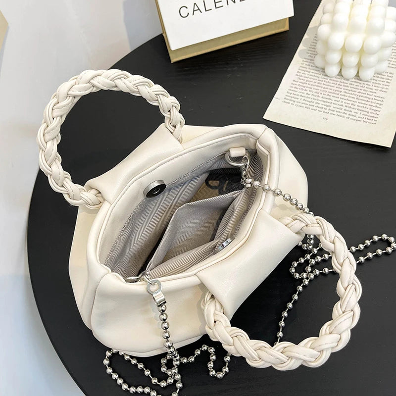Women Clouds Shoulder Bag Soft Leather Chain Crossbody Bag