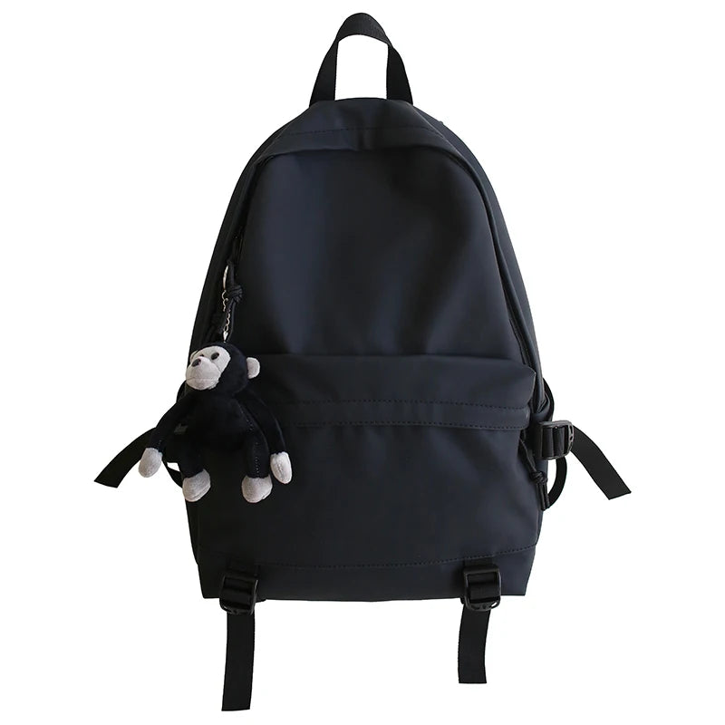 Female Student School Backpack Solid Oxford School Bag Unisex Travel
