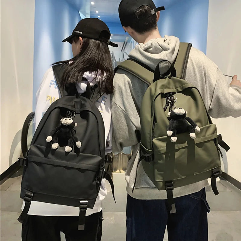 Female Student School Backpack Solid Oxford School Bag Unisex Travel