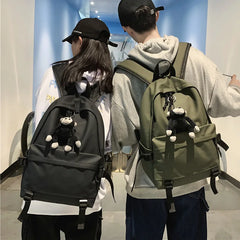 Female Student School Backpack Solid Oxford School Bag Unisex Travel