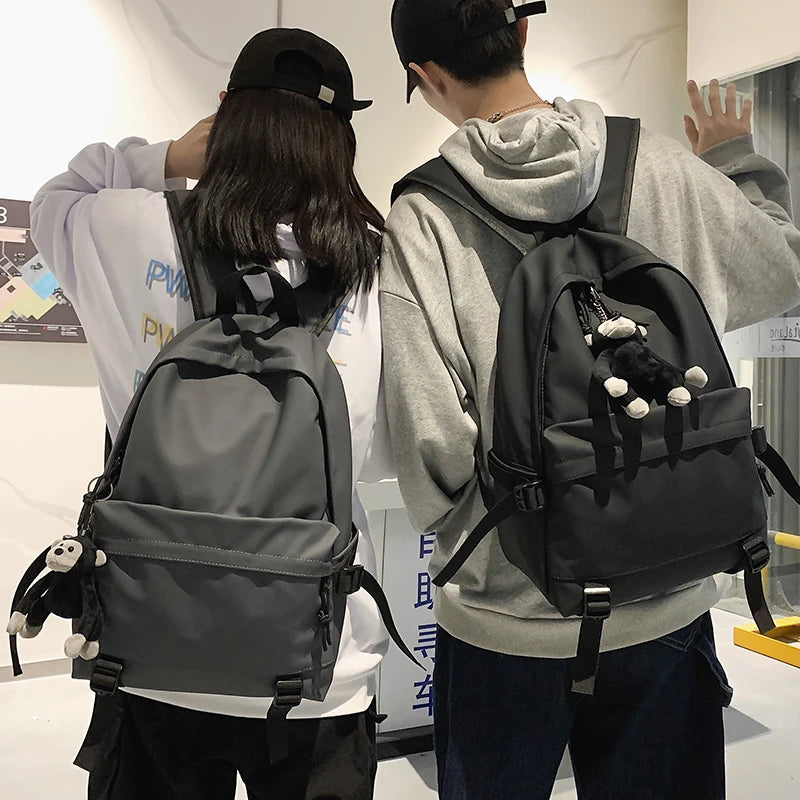 Female Student School Backpack Solid Oxford School Bag Unisex Travel