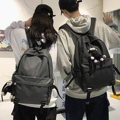 Female Student School Backpack Solid Oxford School Bag Unisex Travel